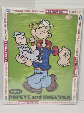 Vintage Jaymar Popeye and Swee'Pea Preschool Extra Thick Inlaid Puzzle